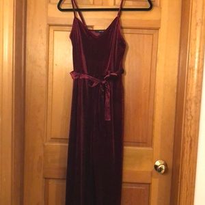 Burgundy Velvet Jumpsuit